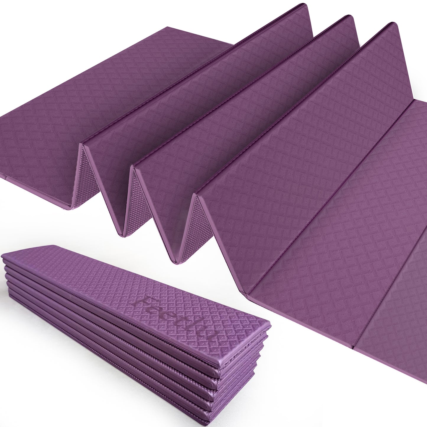 Foldable Exercise Yoga Mat 6mm (1/4") - DK Purple/Black