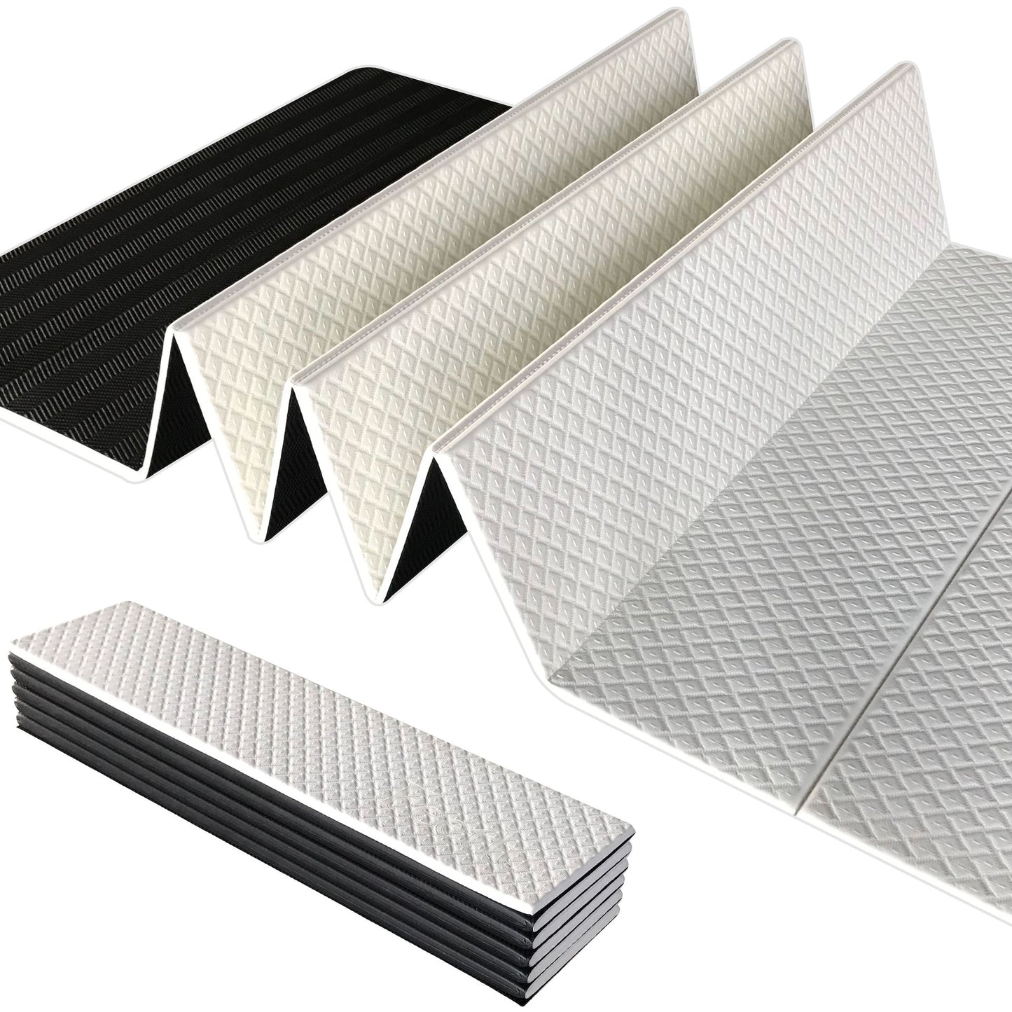 Foldable Exercise Yoga Mat 6mm (1/4") - White/Black