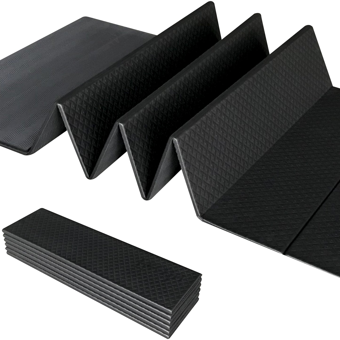 Foldable Exercise Yoga Mat 6mm (1/4") - Black/Gray