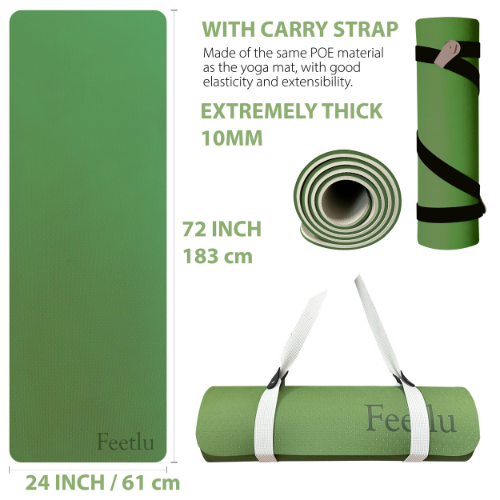 Thick Yoga Mat 10mm (2/5")-Green/Cream