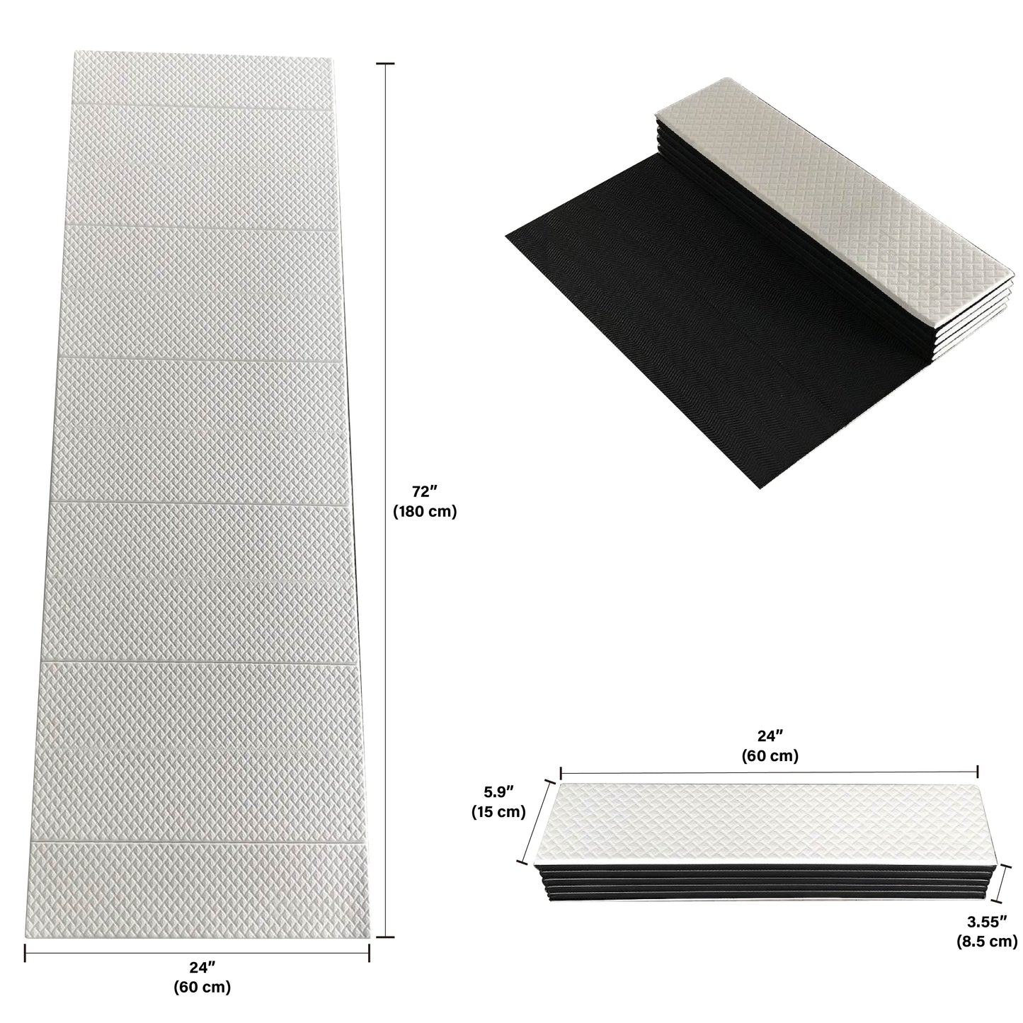 Foldable Exercise Yoga Mat 6mm (1/4") - White/Black