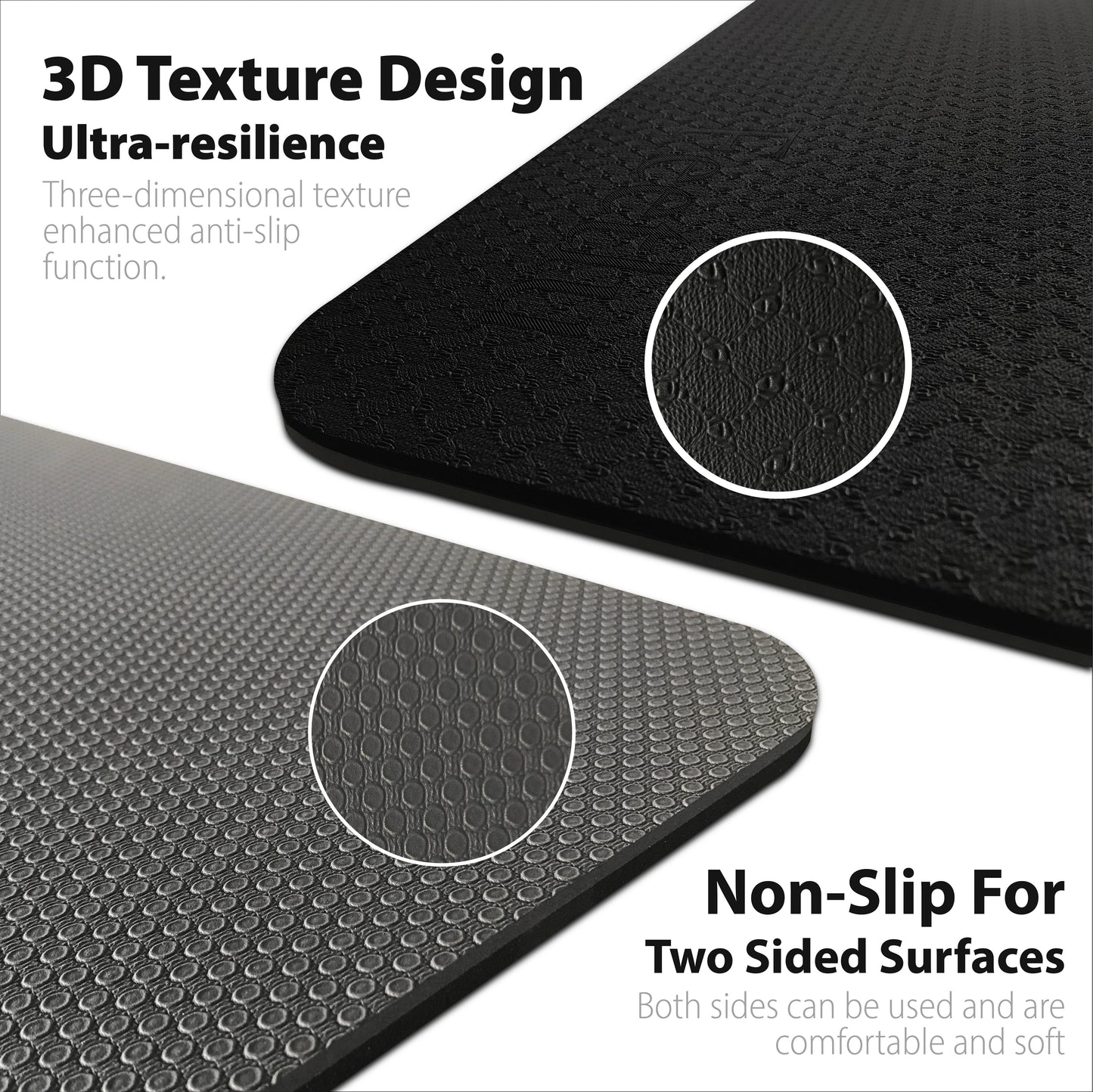 Thick Yoga Mat 10mm (2/5")-Black/Gray