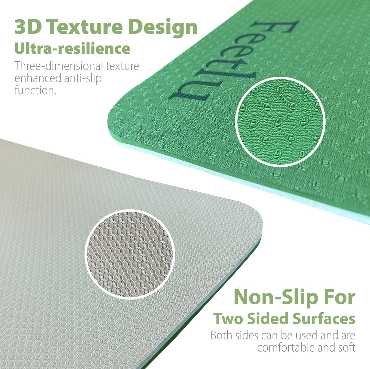 Thick Yoga Mat 10mm (2/5")-Green/Cream