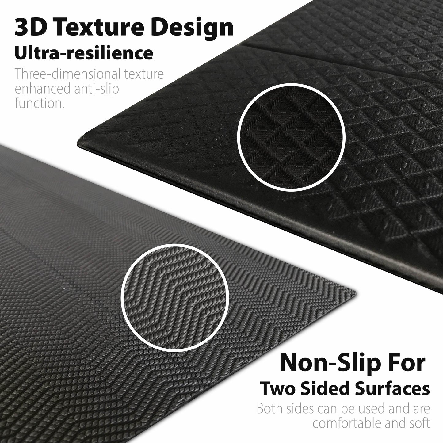 Foldable Exercise Yoga Mat Thick 8mm (1/3") - Black/Gray