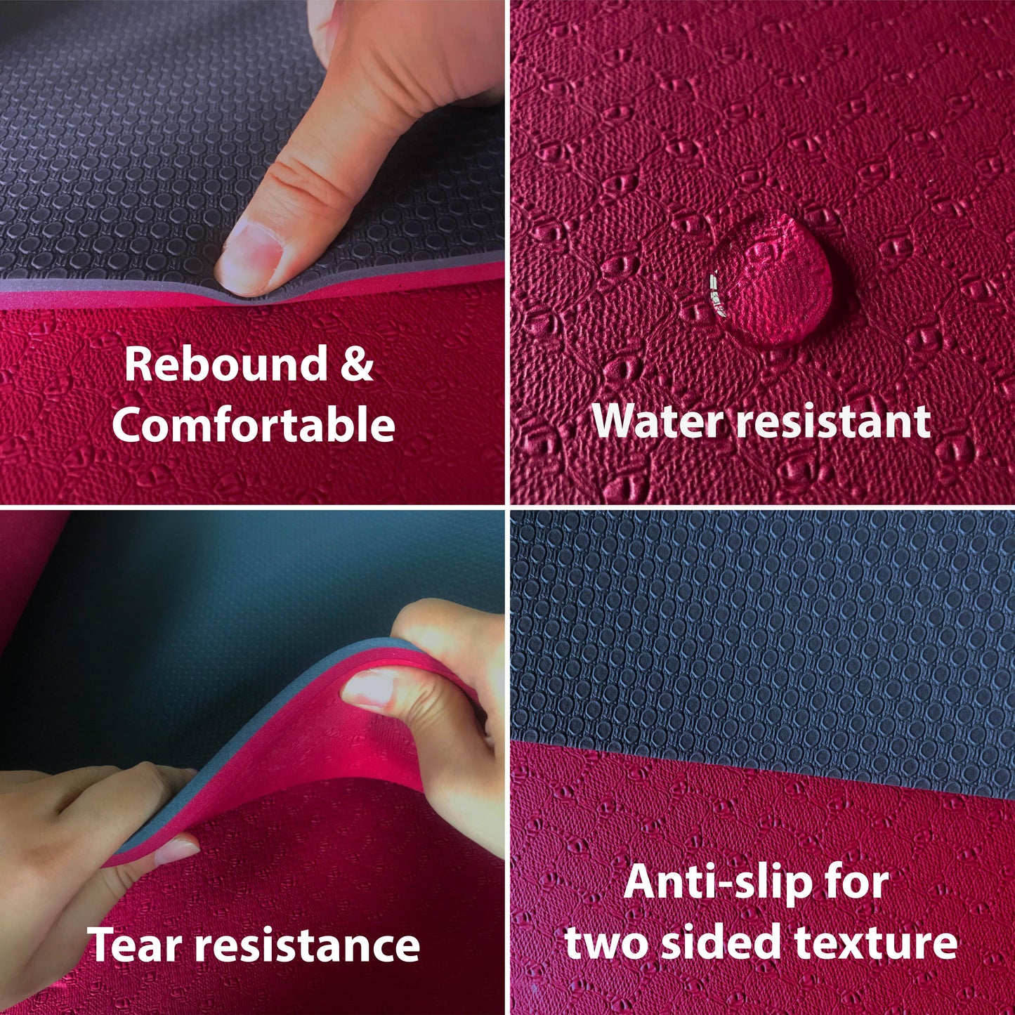 Thick Yoga Mat 10mm (2/5")-Pink/Gray