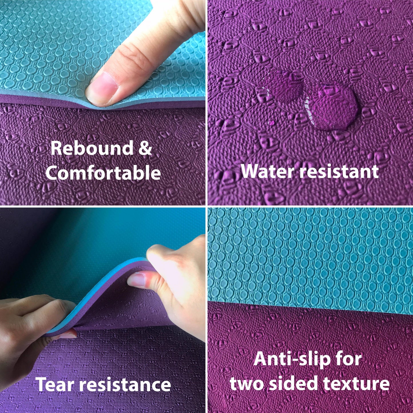 Thick Yoga Mat 10mm (2/5")-Dark Purple/Blue Gray
