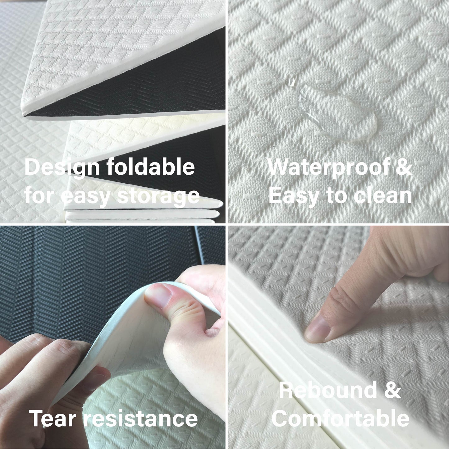 Foldable Exercise Yoga Mat 6mm (1/4") - White/Black