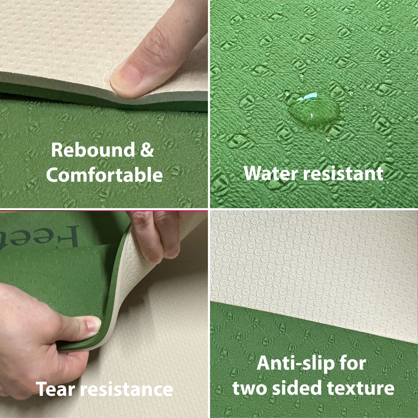Thick Yoga Mat 10mm (2/5")-Green/Cream