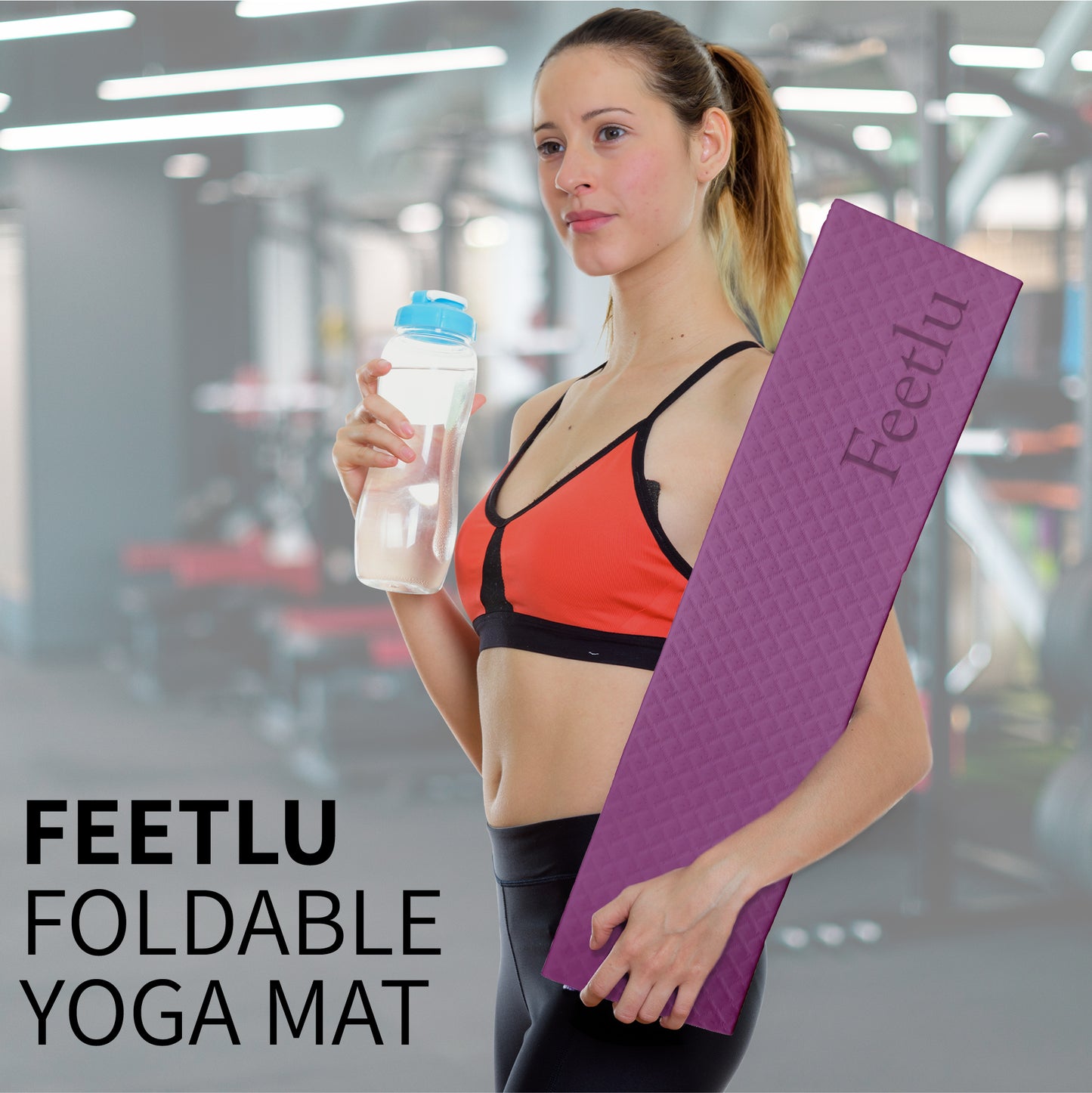 Foldable Exercise Yoga Mat 6mm (1/4") - DK Purple/Black