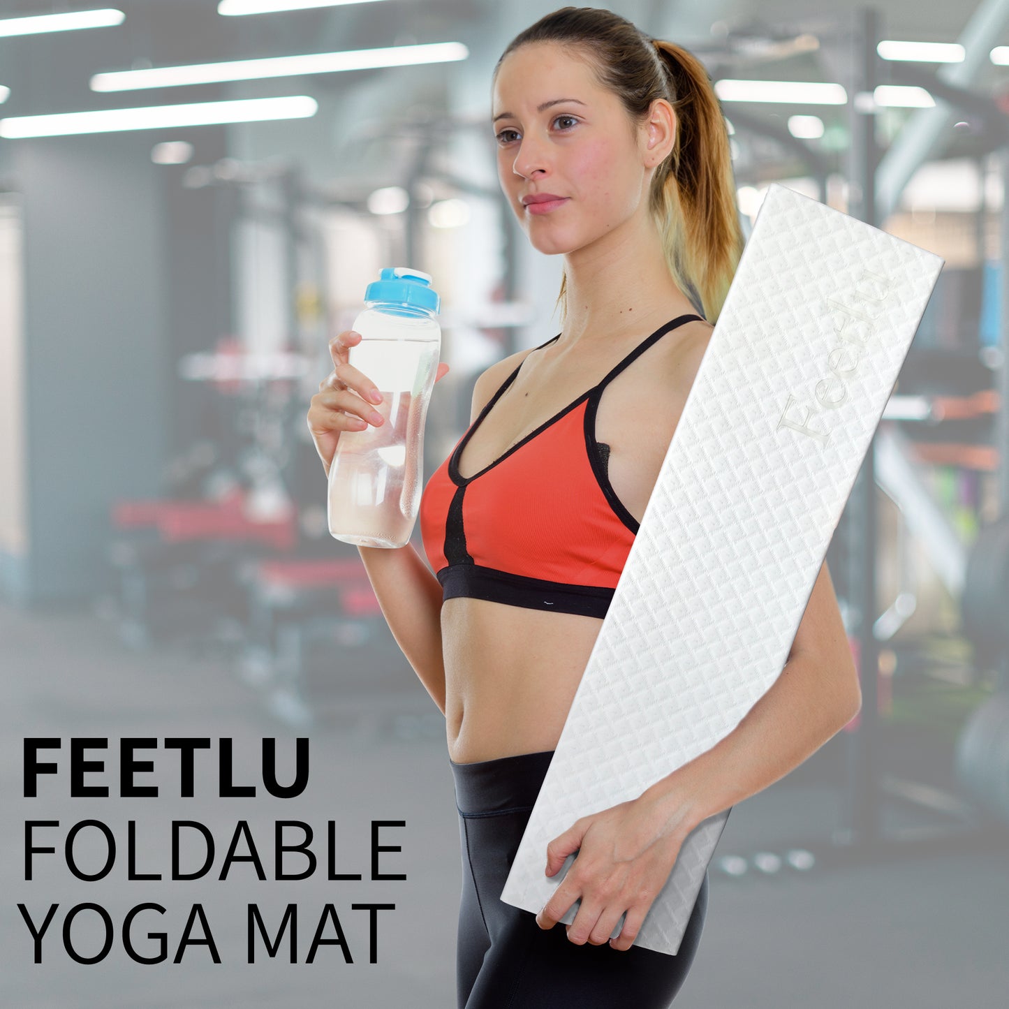 Foldable Exercise Yoga Mat 6mm (1/4") - White/Black