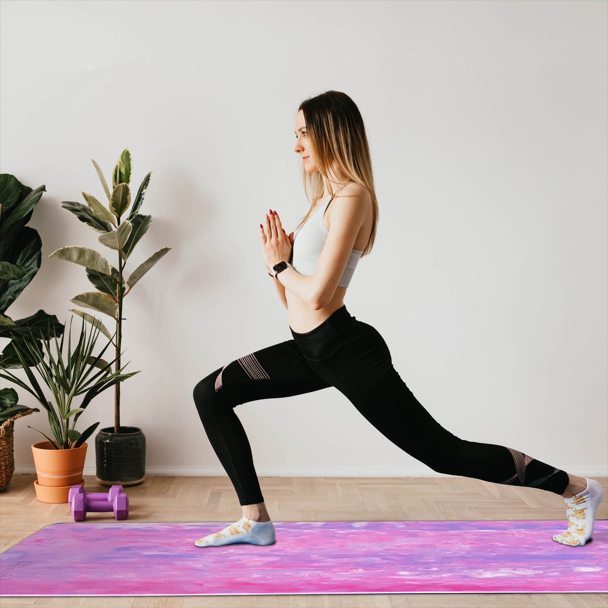 Extra Thick Yoga Mat | Pink and Purple Yoga Mat | Feetlu