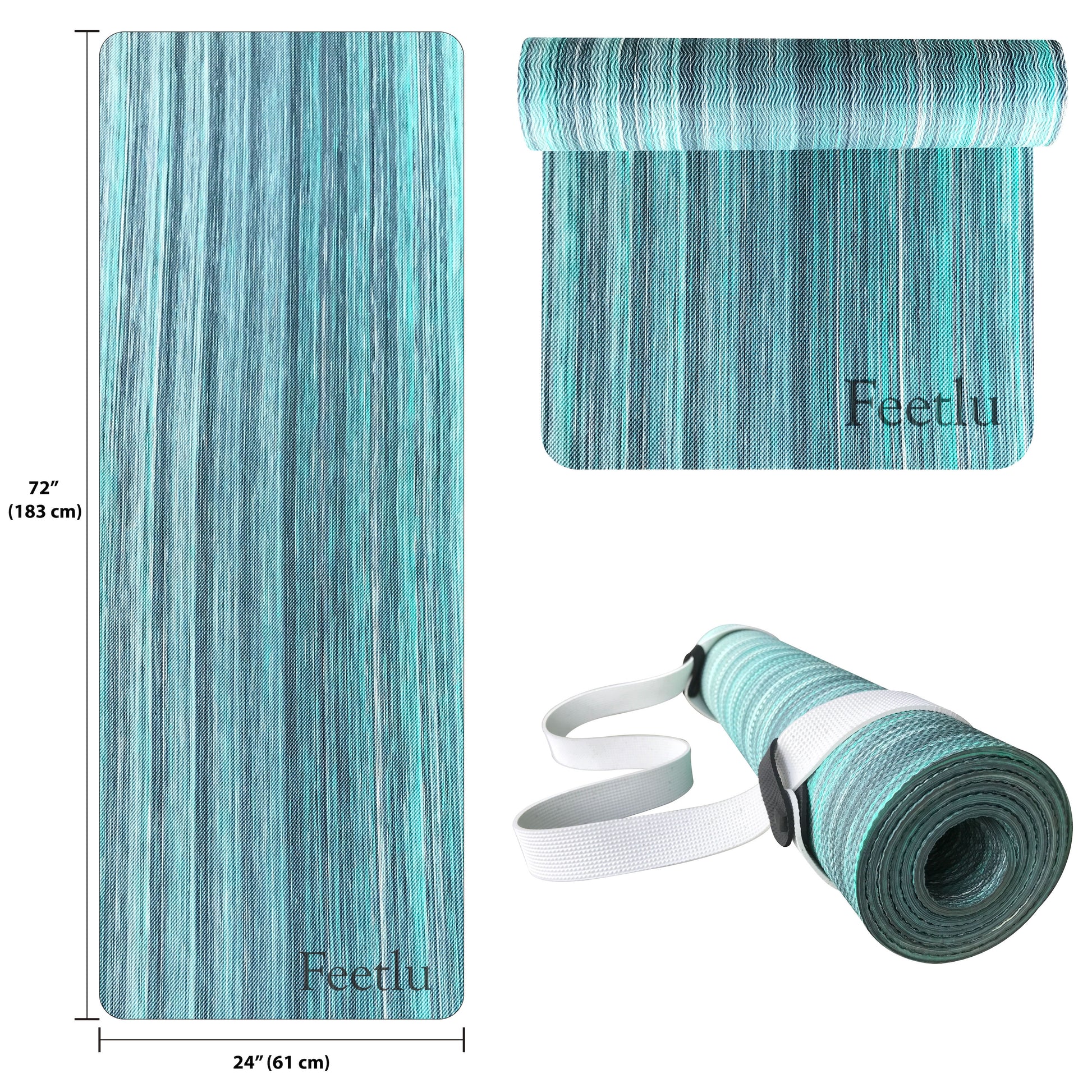 Comfortable Yoga Mat | Green and White Yoga Mat | Feetlu