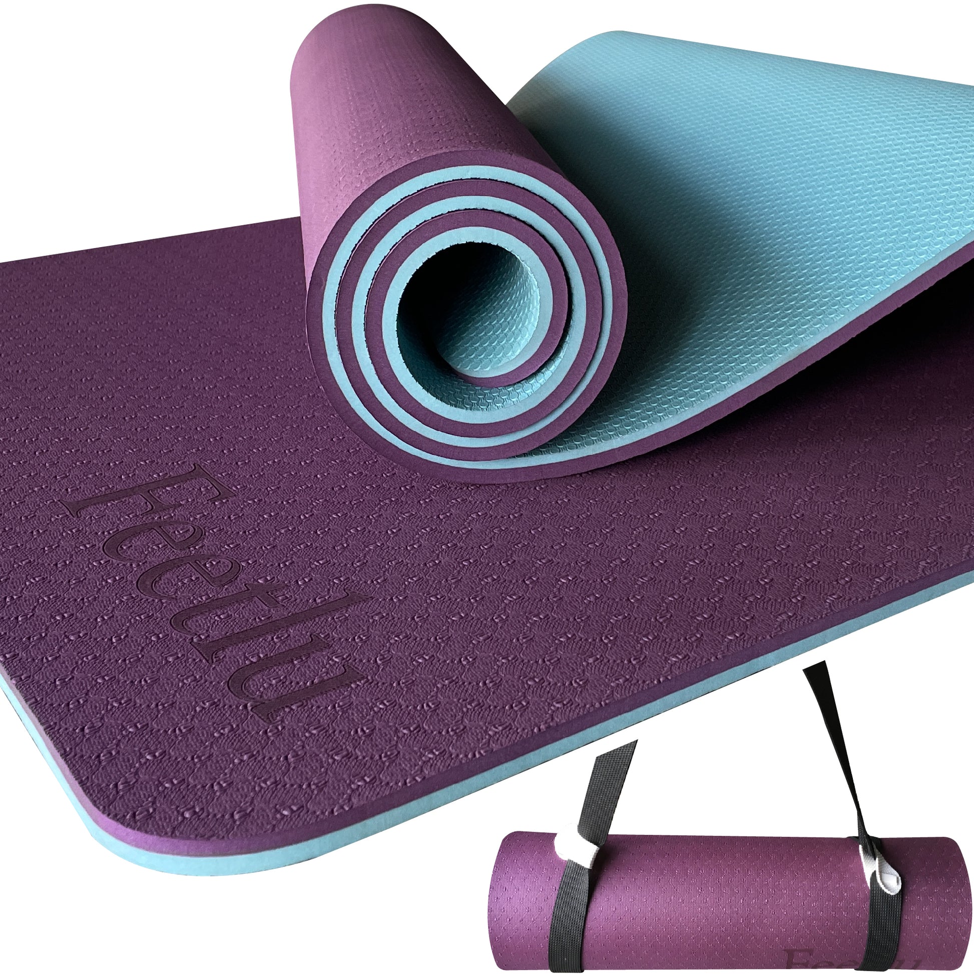 Thick Yoga Mat 10mm (2/5)-Dark Purple/Blue Gray