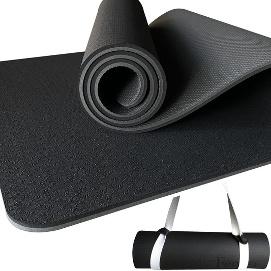 Thick Yoga Mat 10mm (2/5")-Black/Gray