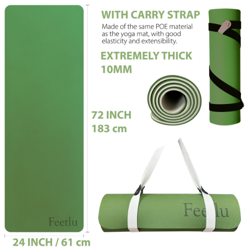 Green Red Thick Yoga Mat, 10mm Green Red Mat