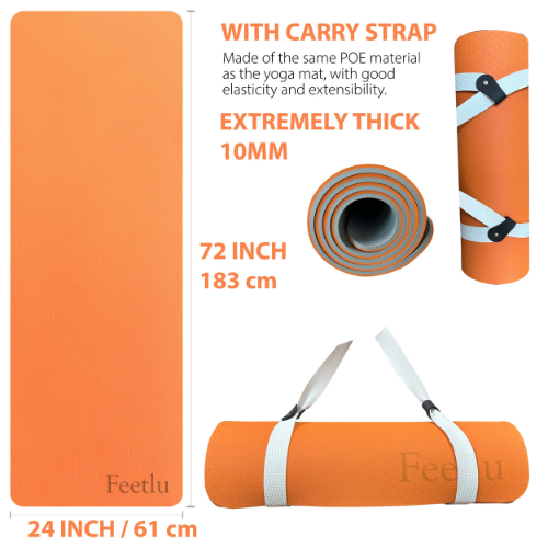 Yoga Mat Non-Slip With Carry Strap 10mm Thick – Meglio