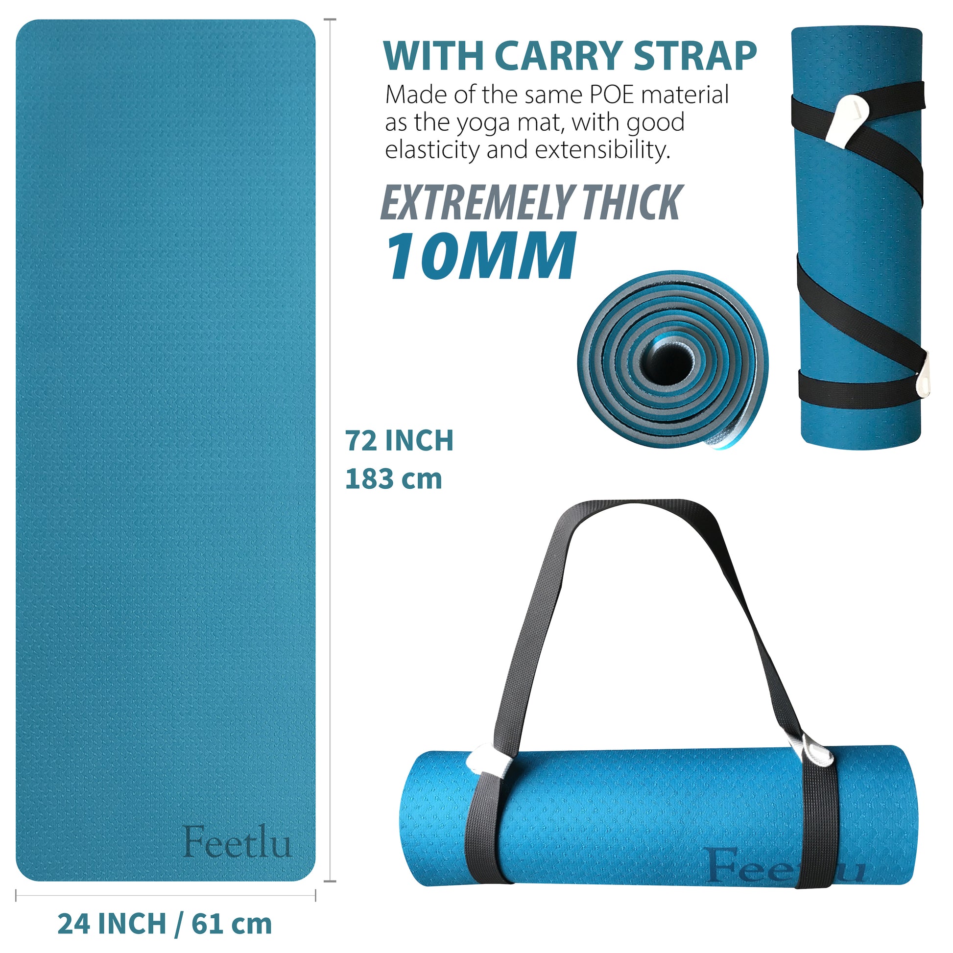 Pure 2improve  Yoga strap 180X3,8 CM Blue