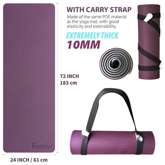 Thick Yoga Mat 10mm (2/5)-TurkeyBlue/GrayBlue