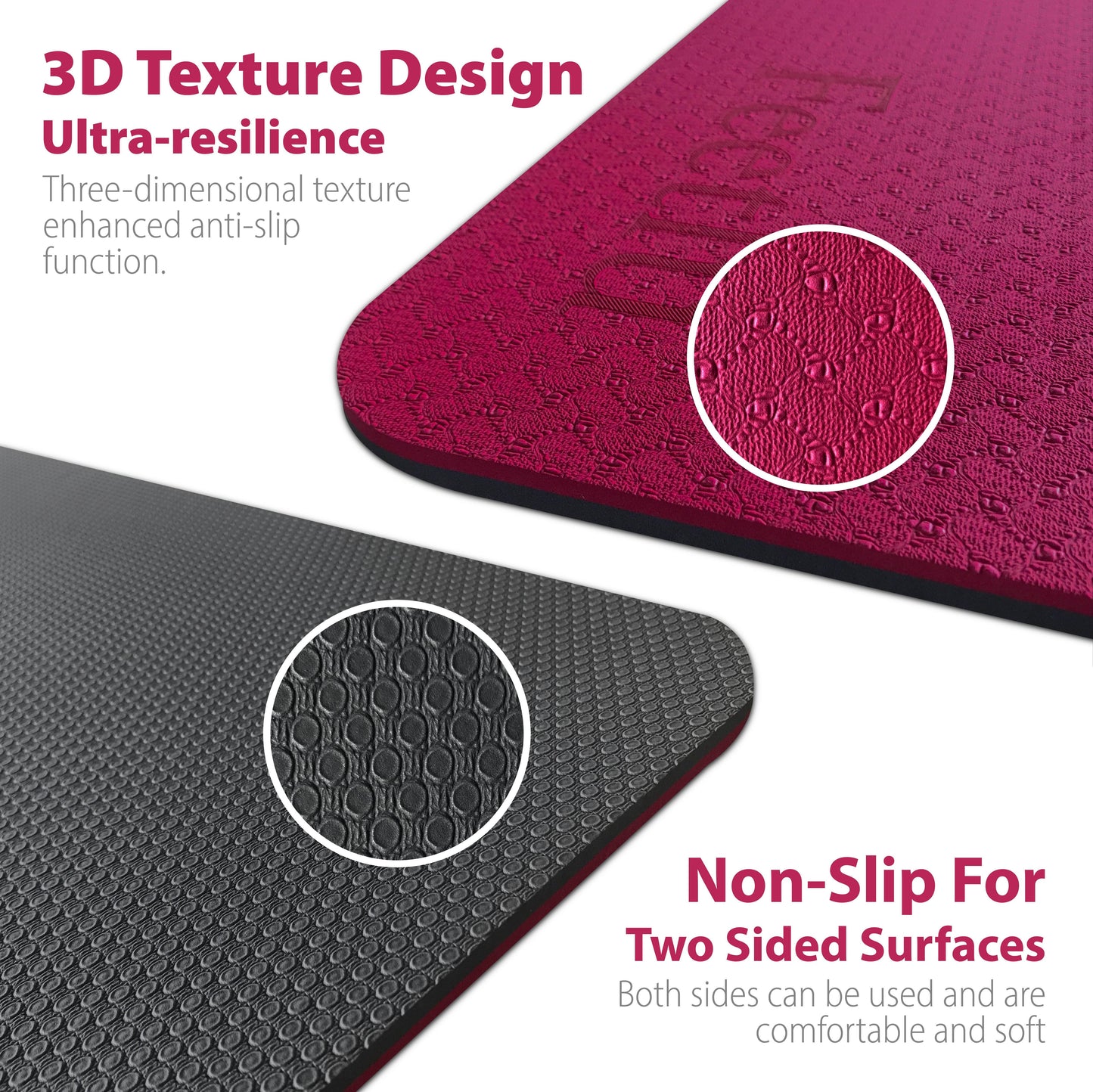 Thick Yoga Mat 10mm (2/5")-Pink/Gray