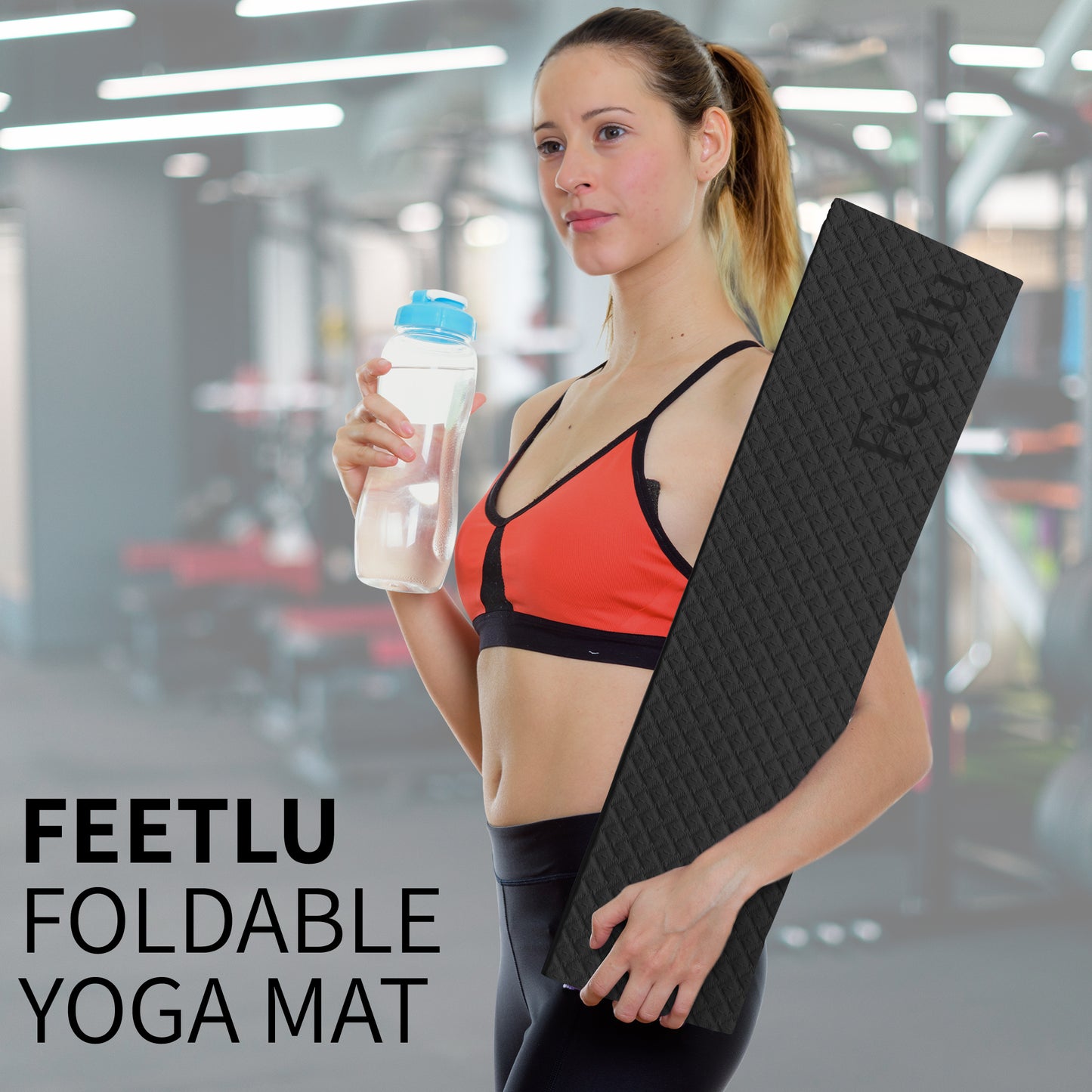 Foldable Exercise Yoga Mat Thick 8mm (1/3") - Black/Gray