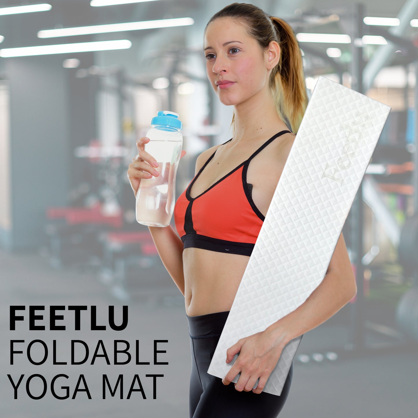 Foldable Exercise Yoga Mat  6mm (1/4") - White/Black