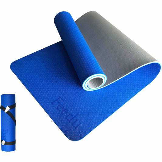 10mm Black Yoga Mat | Blue Gray Yoga Mat | Feetlu